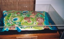 Model of Rood's Creek Indian Mounds in Kirby Interpretative Center.