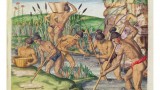 "How the Indians collect gold from the streams" by Jacques Le Moyne, an artist at the first French colony in the New World at Fort Caroline in Florida.