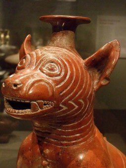Colima dog pot with facial scarring