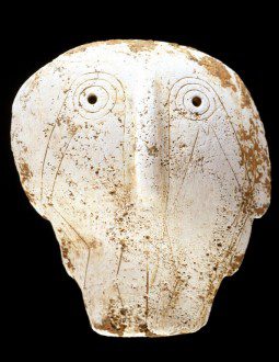 Shell mask with weeping eye motif