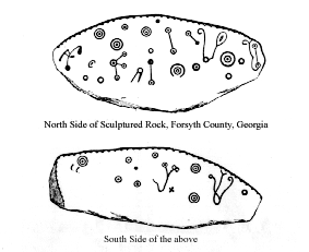 Sculptured Rock from Forsyth County, Georgia aka Forsyth Petroglyph