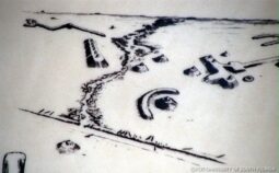 Artist's interpretation of Ortona Indian Mounds site in Florida.